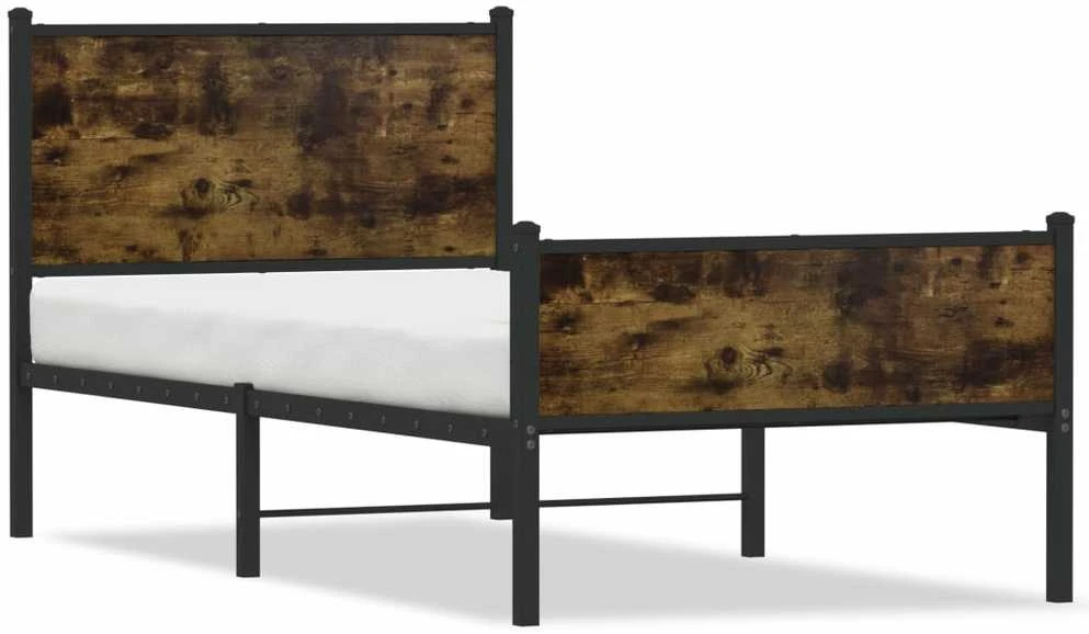 Lovos rėmas be čiužinio, dūminio ąžuolo, 75x190cm, metalas