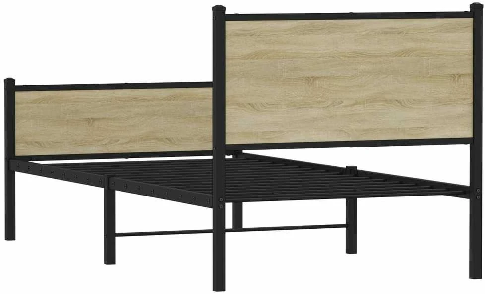 Lovos rėmas be čiužinio, sonoma ąžuolo, 75x190cm, metalas