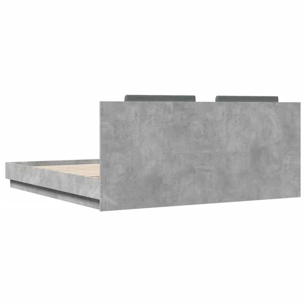 Lovos rėmas su galvūgaliu ir LED, betono pilkas, 160x200cm