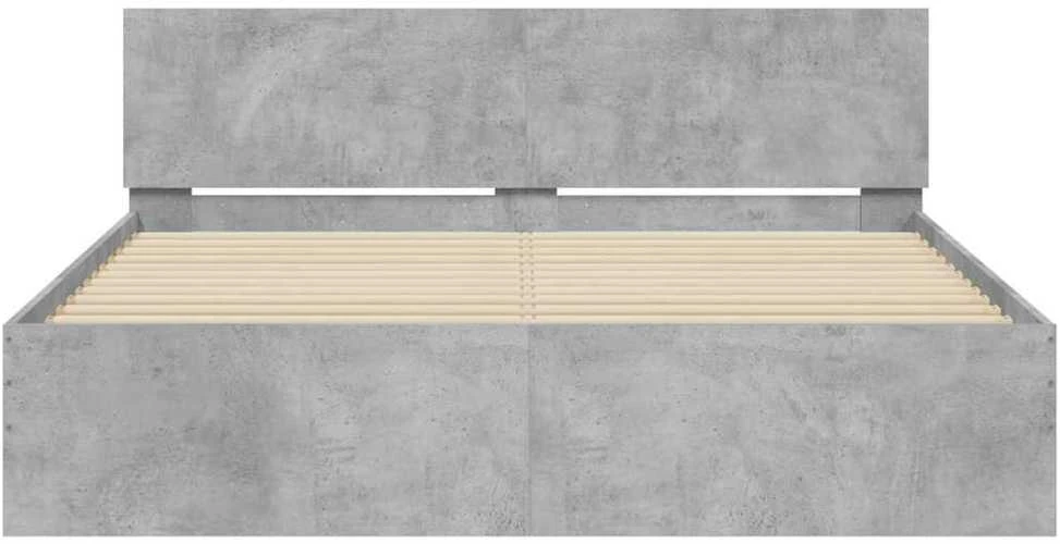 Lovos rėmas su galvūgaliu ir LED, betono pilkas, 150x200cm