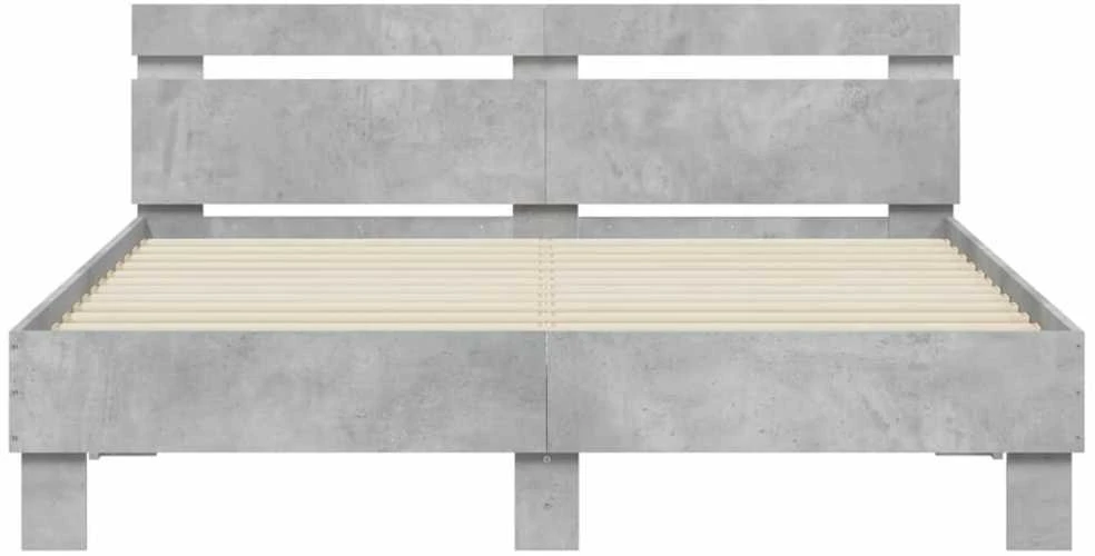 Lovos rėmas su galvūgaliu ir LED, betono pilkas, 150x200cm