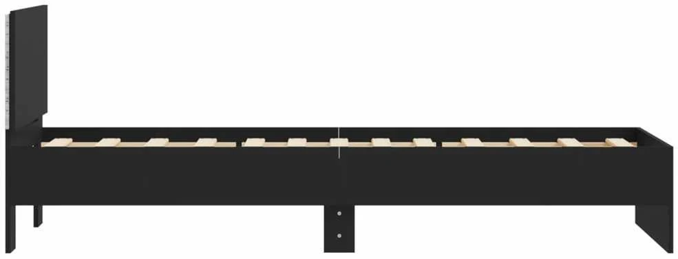 Lovos rėmas su galvūgaliu ir LED lemputėmis, juodas, 75x190cm