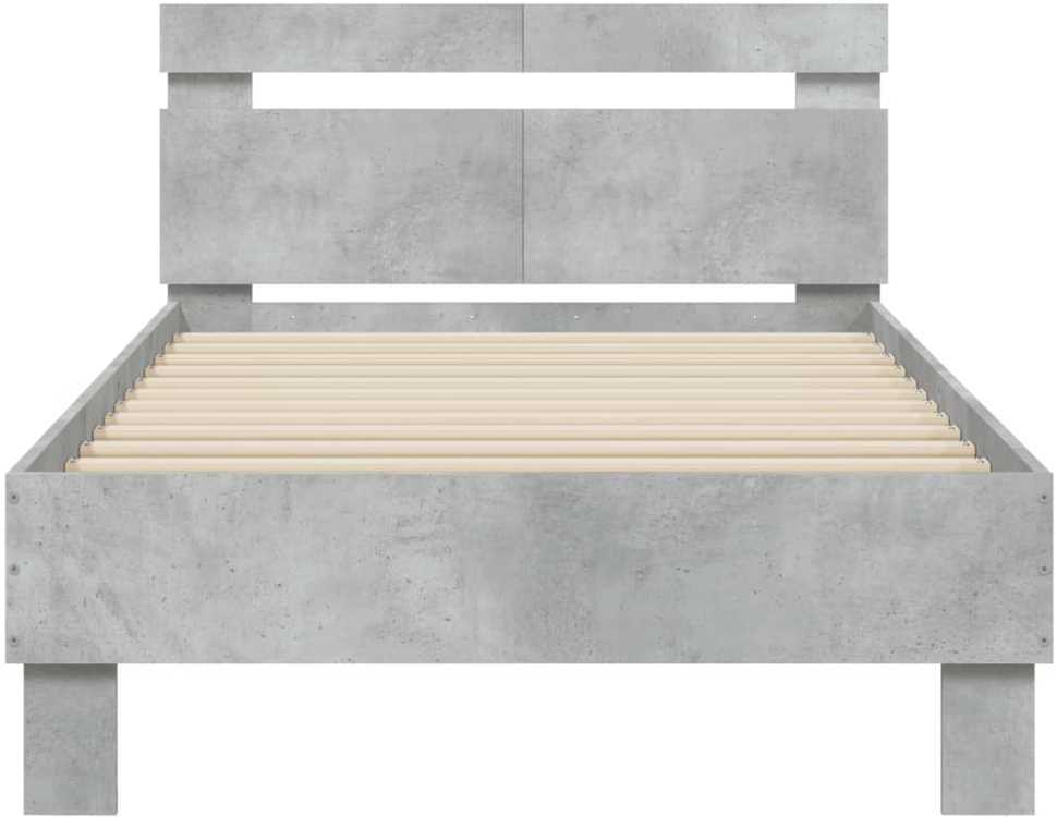 Lovos rėmas su galvūgaliu ir LED lemputėmis, betono, 100x200cm