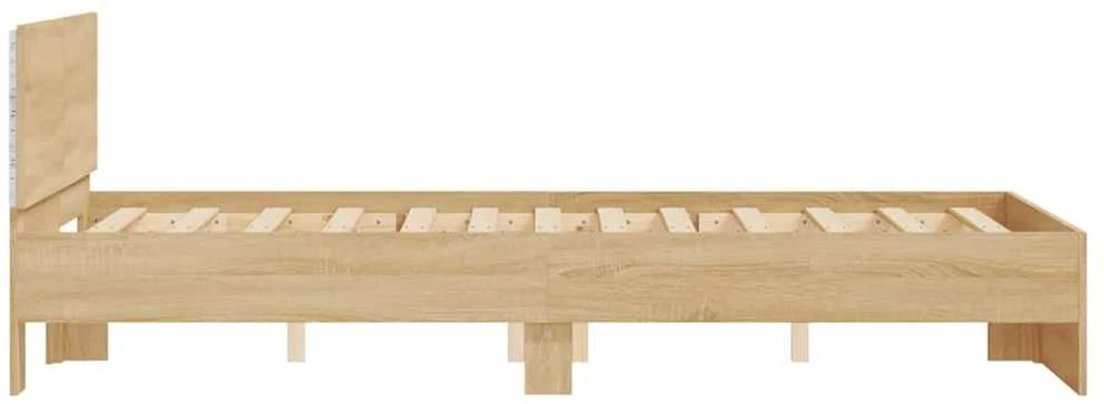 Lovos rėmas su galvūgaliu ir LED, sonoma ąžuolo, 140x190cm