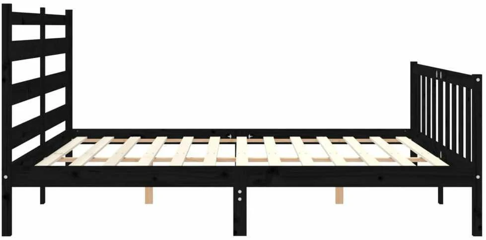Lovos rėmas su galvūgaliu, juodas, 200x200cm, medienos masyvas
