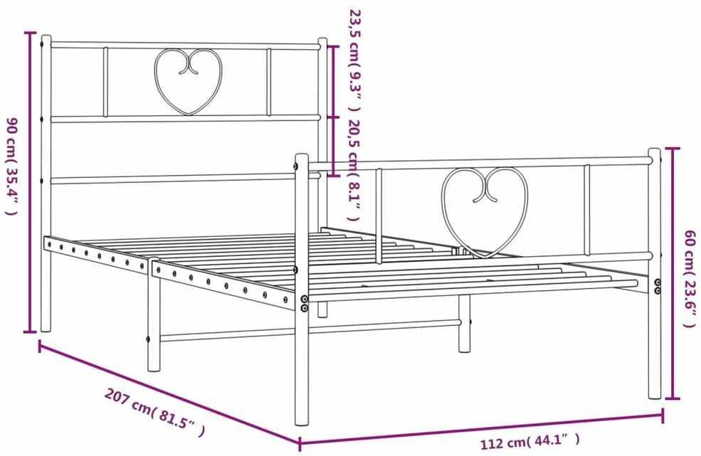 Lova Lovos rėmas su galvūgaliu/kojūgaliu, baltas, 107x203cm, metalas