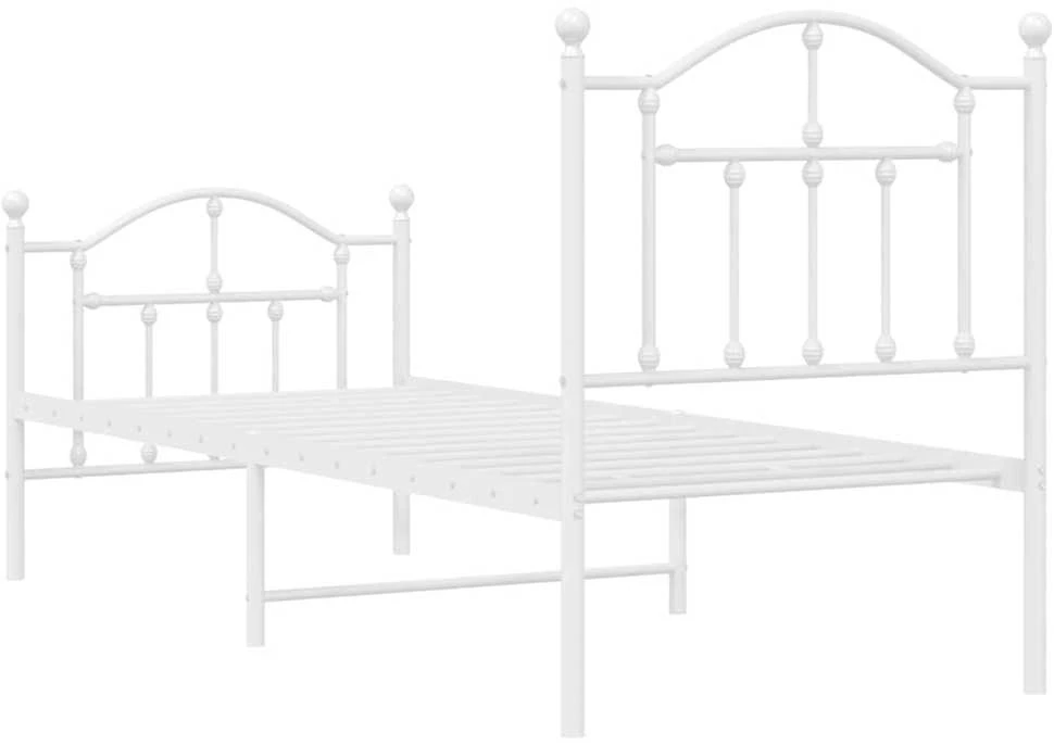Lovos rėmas su galvūgaliu/kojūgaliu, baltas, 75x190cm, metalas