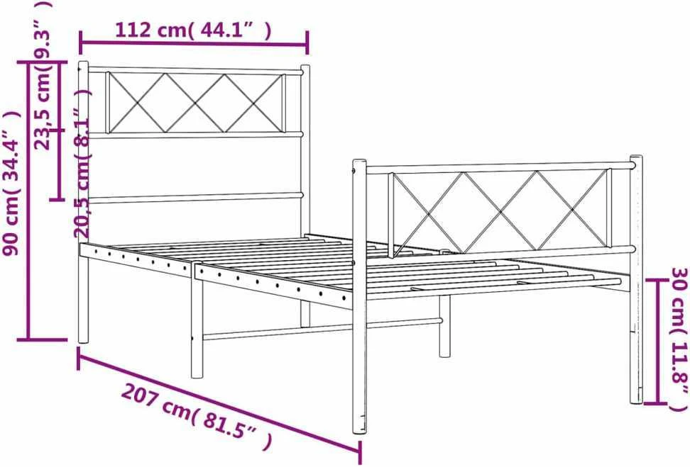 Lova Lovos rėmas su galvūgaliu/kojūgaliu, juodas, 107x203cm, metalas