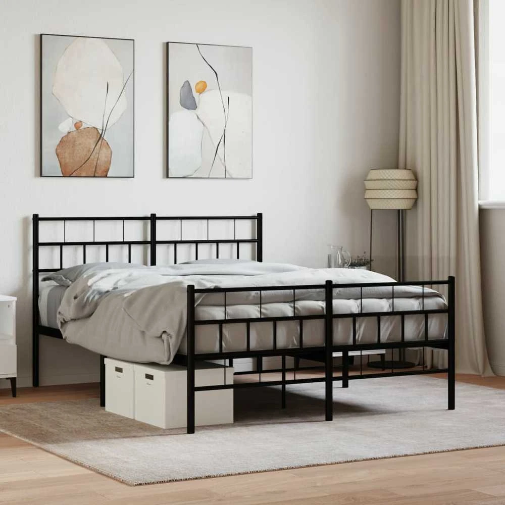Lova Lovos rėmas su galvūgaliu/kojūgaliu, juodas, 135x190cm, metalas