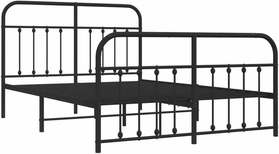 Lovos rėmas su galvūgaliu/kojūgaliu, juodas, 140x200cm, metalas