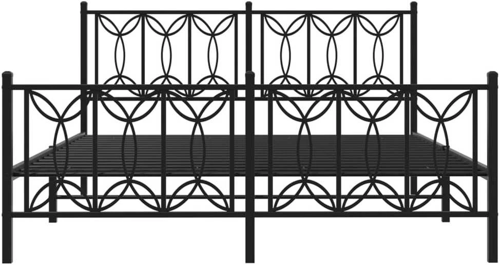 Lovos rėmas su galvūgaliu/kojūgaliu, juodas, 150x200cm, metalas
