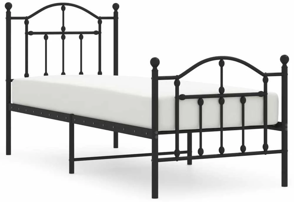 Lovos rėmas su galvūgaliu/kojūgaliu, juodas, 75x190cm, metalas