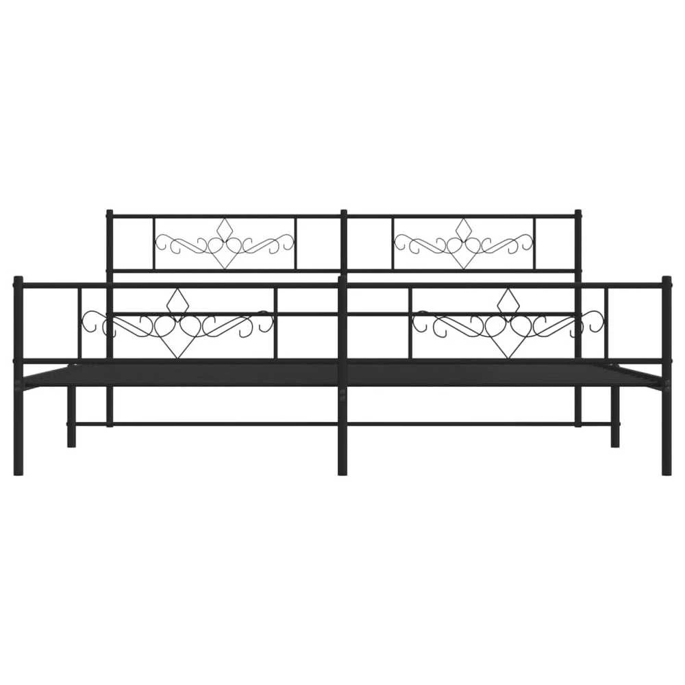Lovos rėmas su galvūgaliu/kojūgaliu, juodas, 200x200cm, metalas