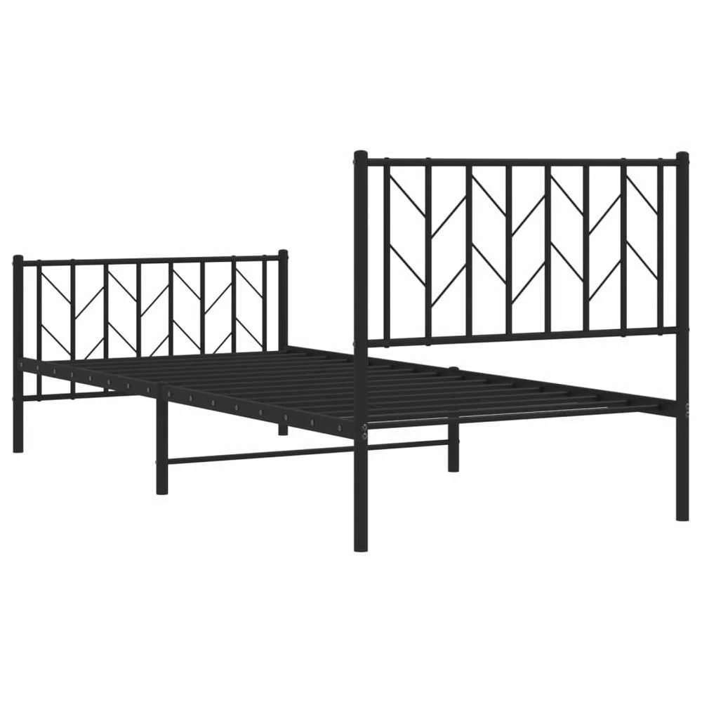 Lovos rėmas su galvūgaliu/kojūgaliu, juodas, 90x190cm, metalas