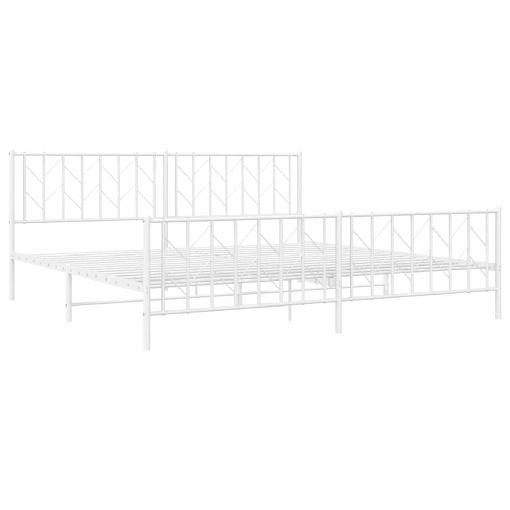 Lovos rėmas su galvūgaliu/kojūgaliu, baltas, 200x200cm, metalas