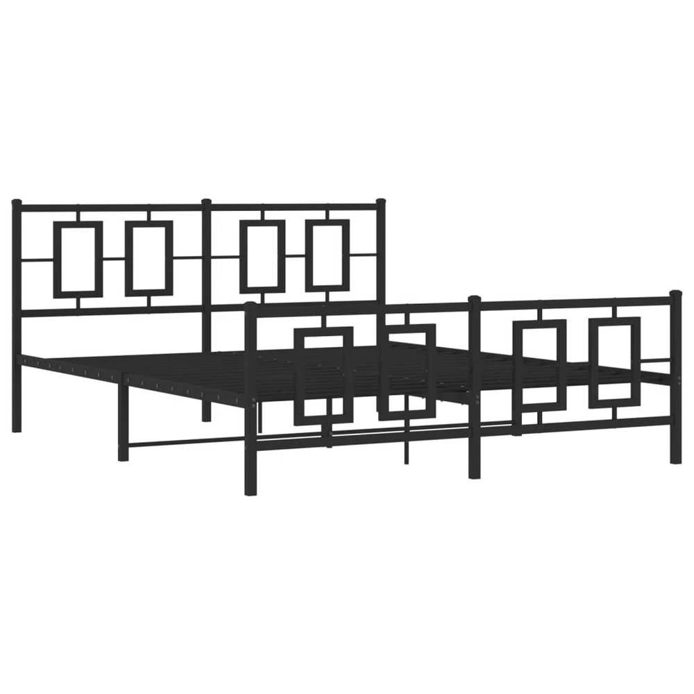 Lovos rėmas su galvūgaliu/kojūgaliu, juodas, 150x200cm, metalas