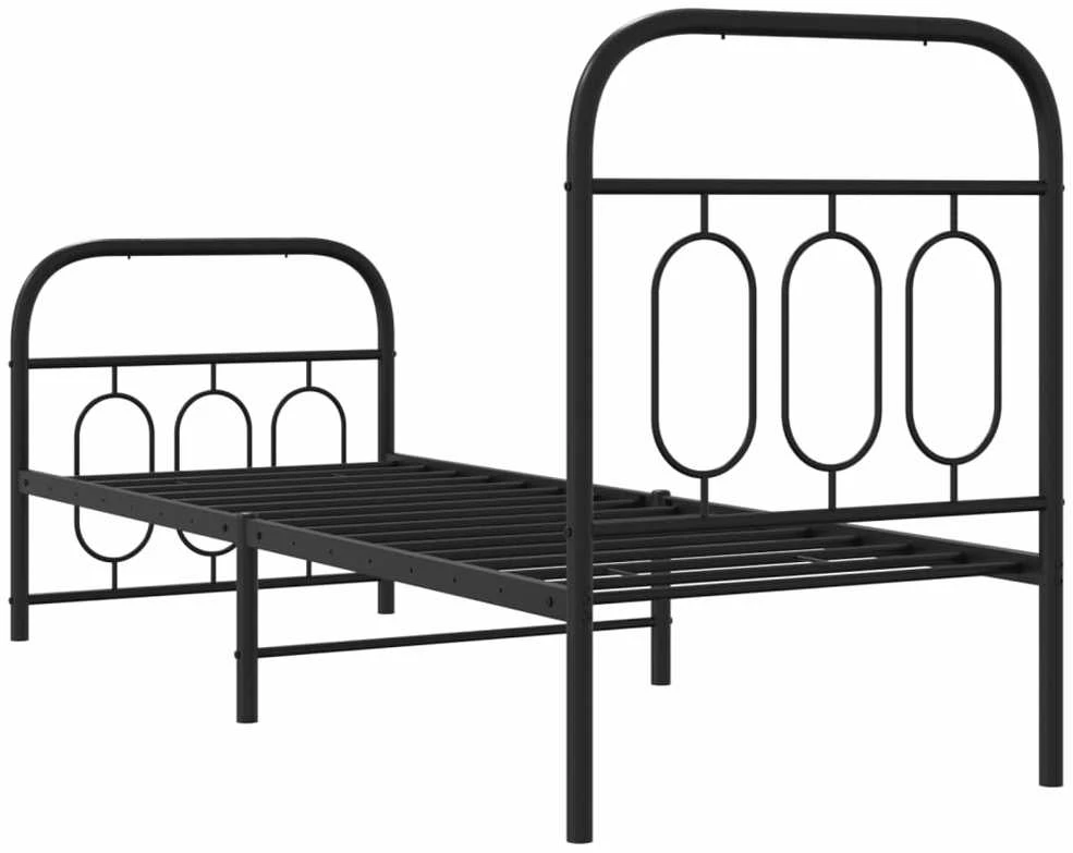 Lovos rėmas su galvūgaliu/kojūgaliu, juodas, 75x190cm, metalas