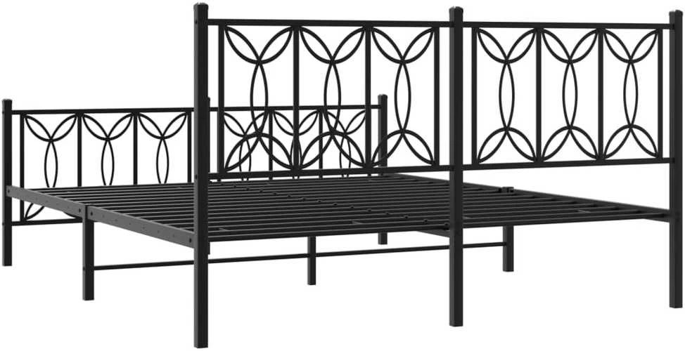 Lovos rėmas su galvūgaliu/kojūgaliu, juodas, 150x200cm, metalas