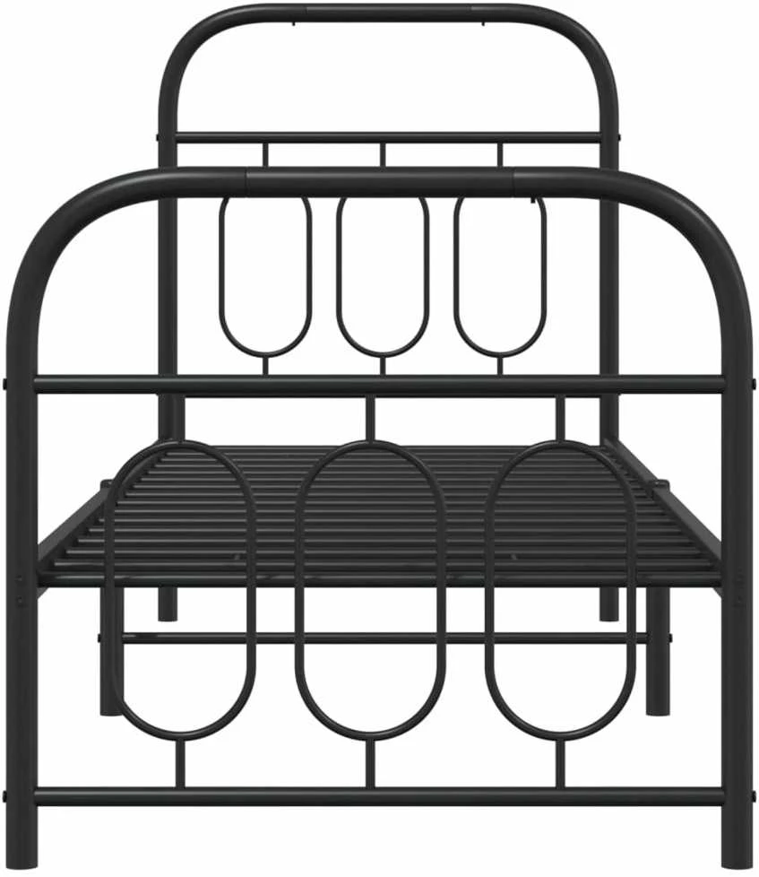 Lovos rėmas su galvūgaliu/kojūgaliu, juodas, 75x190cm, metalas