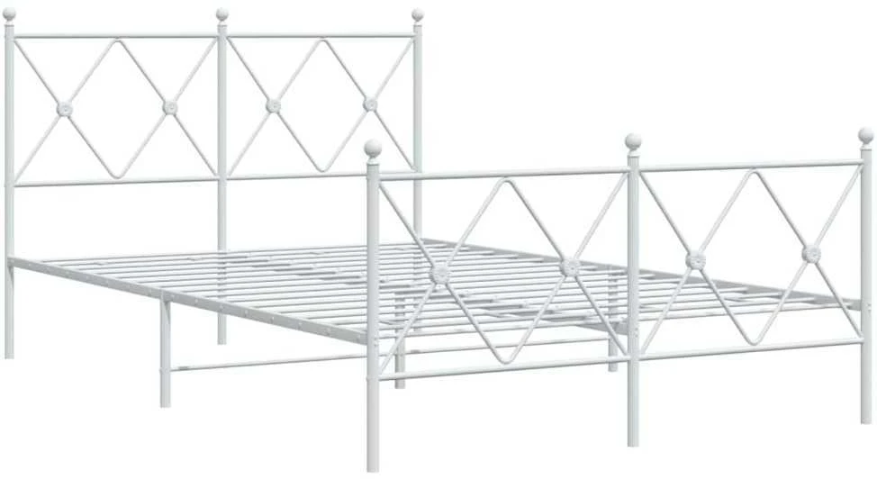 Lovos rėmas su galvūgaliu/kojūgaliu, baltas, 120x190cm, metalas