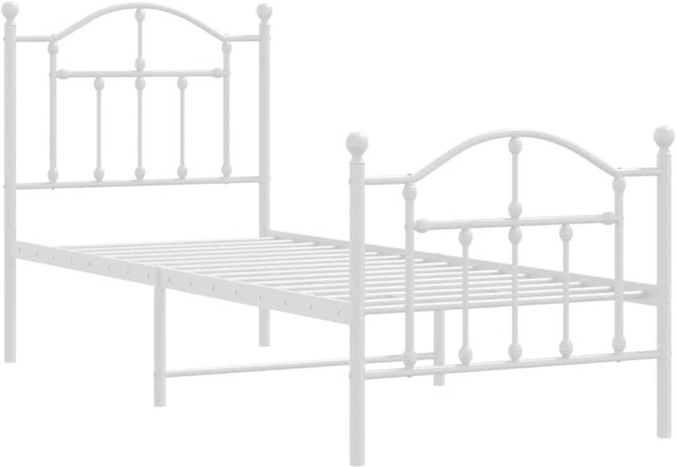 Lovos rėmas su galvūgaliu/kojūgaliu, baltas, 75x190cm, metalas