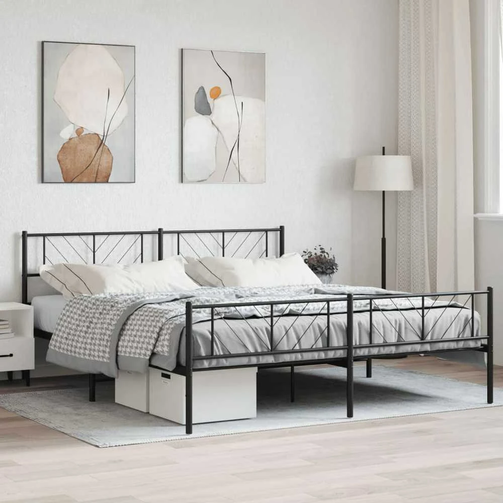 Lova Lovos rėmas su galvūgaliu/kojūgaliu, juodas, 183x213cm, metalas