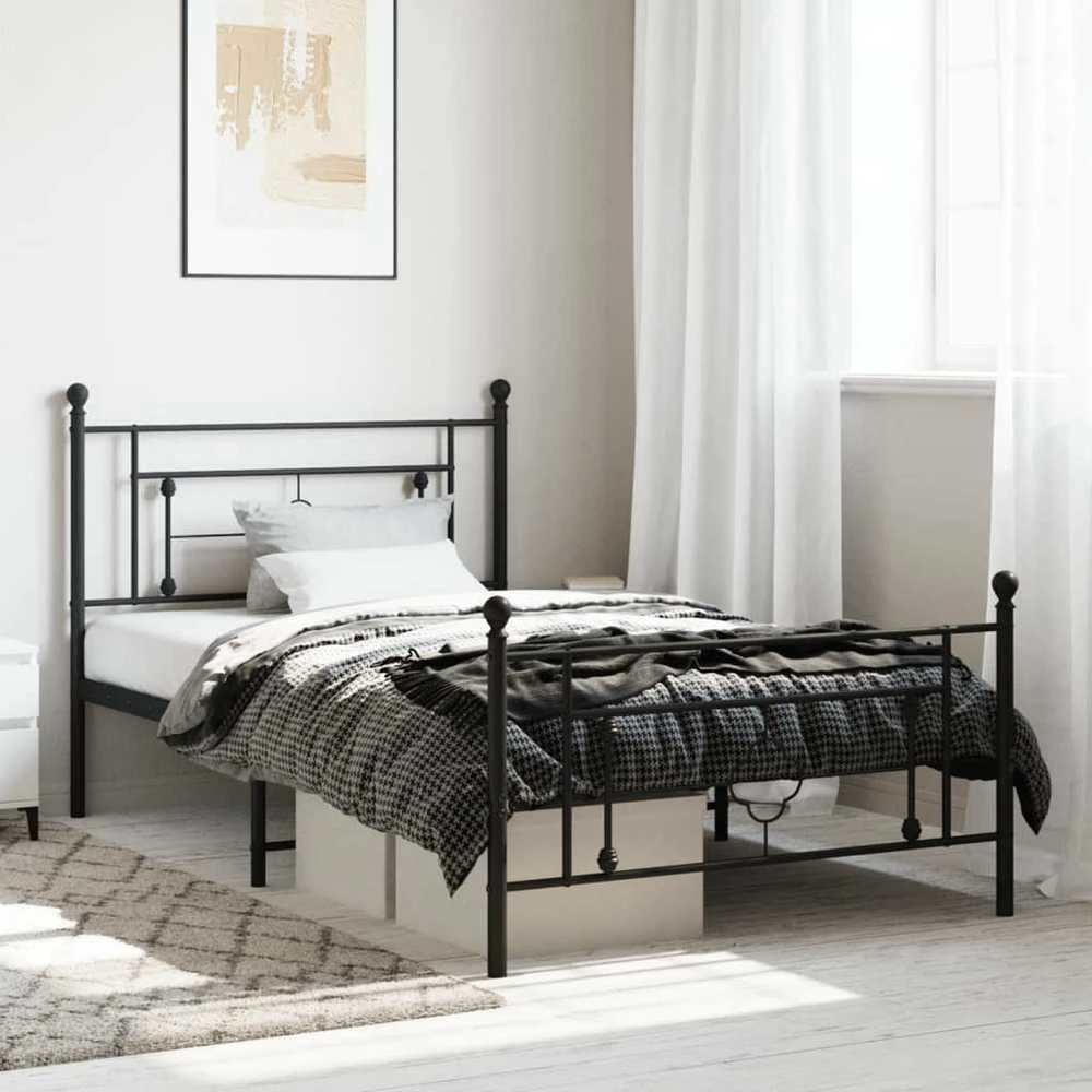 Lova Lovos rėmas su galvūgaliu/kojūgaliu, juodas, 107x203cm, metalas