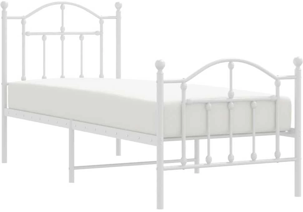 Lovos rėmas su galvūgaliu/kojūgaliu, baltas, 75x190cm, metalas