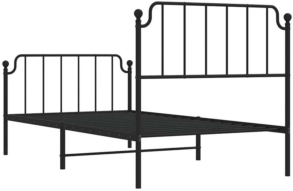 Lovos rėmas su galvūgaliu/kojūgaliu, juodas, 100x200cm, metalas