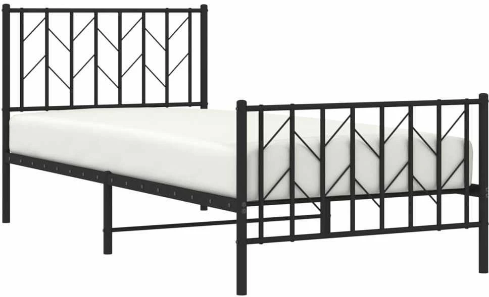 Lovos rėmas su galvūgaliu/kojūgaliu, juodas, 90x190cm, metalas