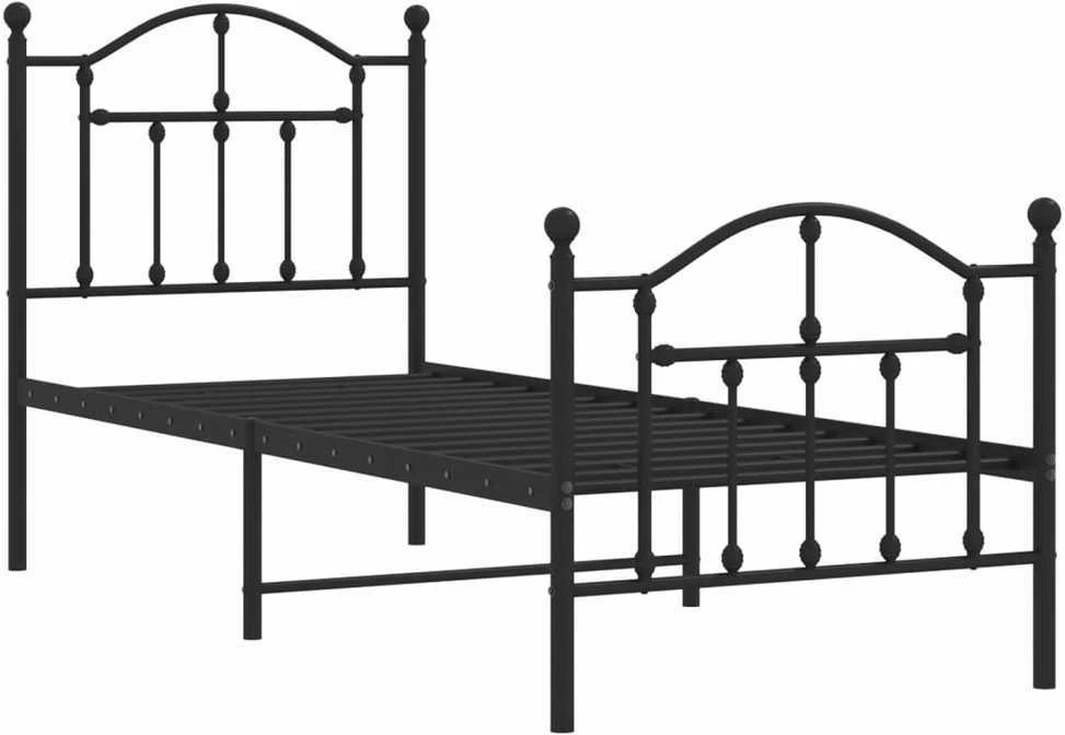 Lovos rėmas su galvūgaliu/kojūgaliu, juodas, 75x190cm, metalas