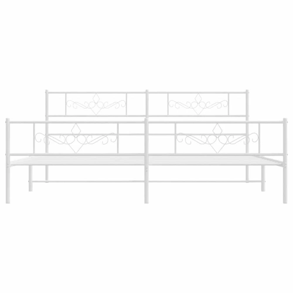 Lovos rėmas su galvūgaliu/kojūgaliu, baltas, 200x200cm, metalas