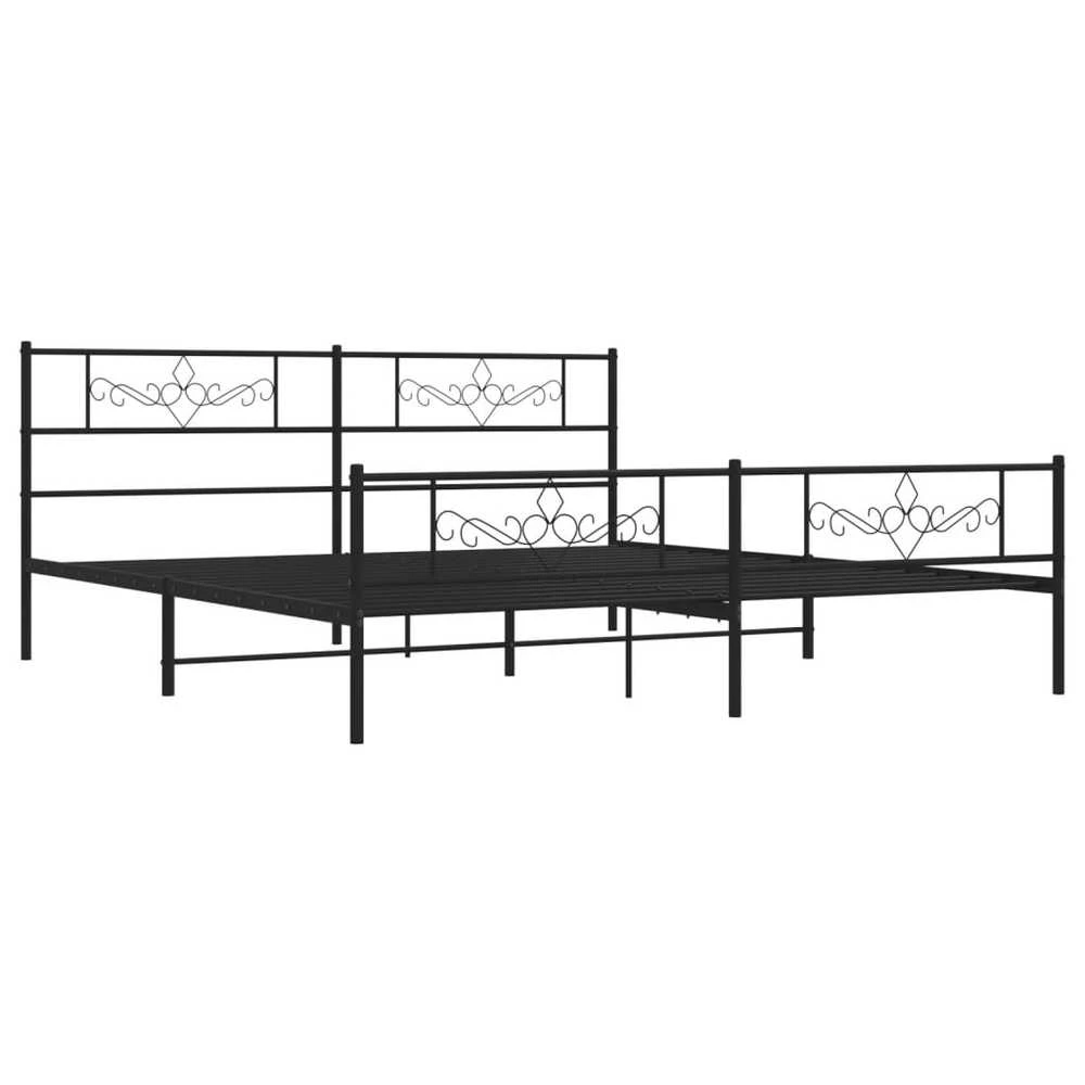 Lovos rėmas su galvūgaliu/kojūgaliu, juodas, 200x200cm, metalas