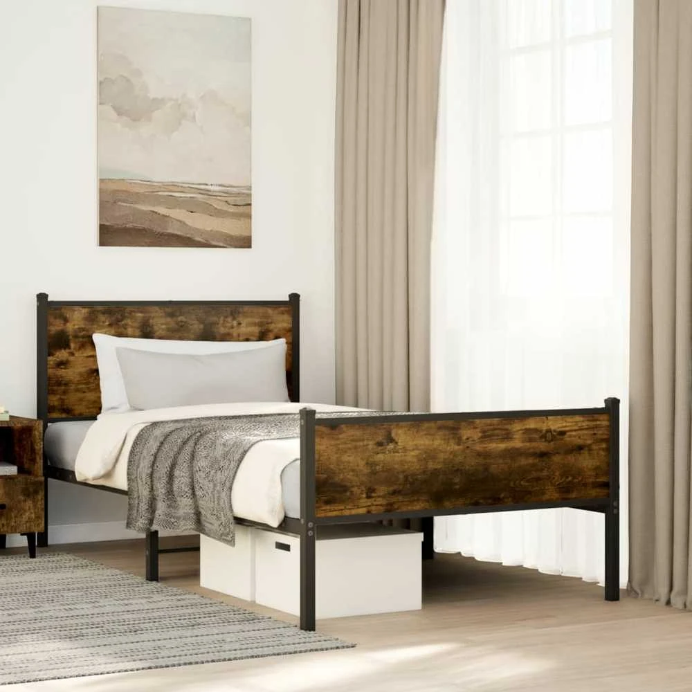 Lova Lovos rėmas be čiužinio, dūminio ąžuolo, 107x203cm, metalas