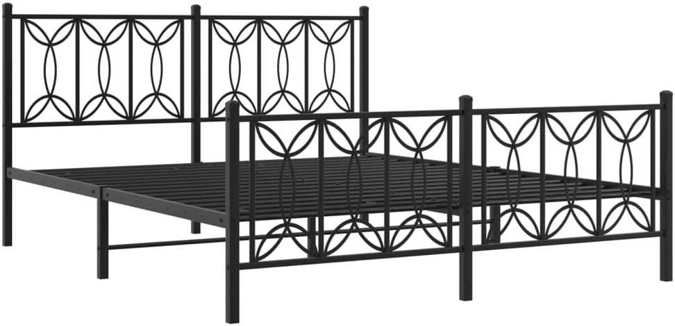 Lovos rėmas su galvūgaliu/kojūgaliu, juodas, 150x200cm, metalas