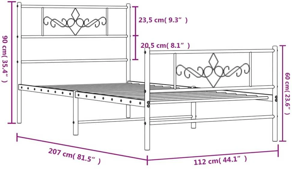 Lova Lovos rėmas su galvūgaliu/kojūgaliu, juodas, 107x203cm, metalas