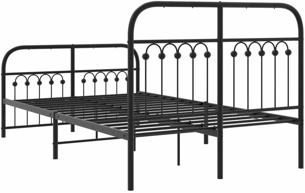Lovos rėmas su galvūgaliu/kojūgaliu, juodas, 120x190cm, metalas
