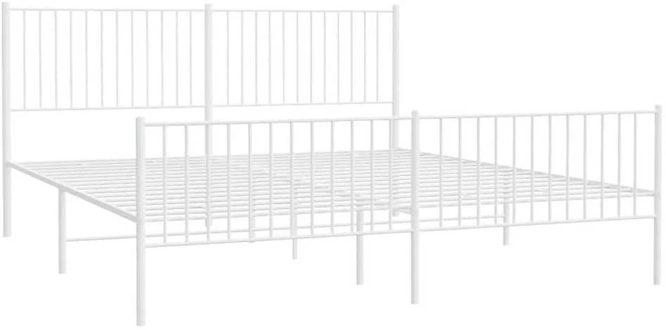 Lovos rėmas su galvūgaliu/kojūgaliu, baltas, 200x200cm, metalas