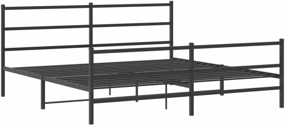 Lovos rėmas su galvūgaliu/kojūgaliu, juodas, 200x200cm, metalas