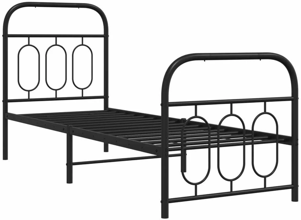 Lovos rėmas su galvūgaliu/kojūgaliu, juodas, 75x190cm, metalas