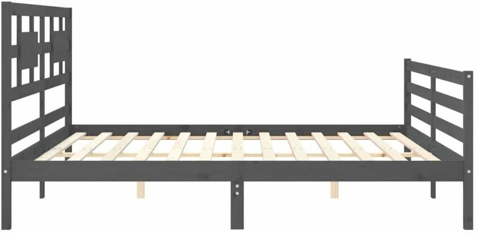 Lovos rėmas su galvūgaliu, pilkas, 200x200cm, medienos masyvas