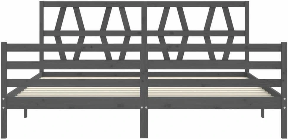 Lovos rėmas su galvūgaliu, pilkas, 200x200cm, medienos masyvas