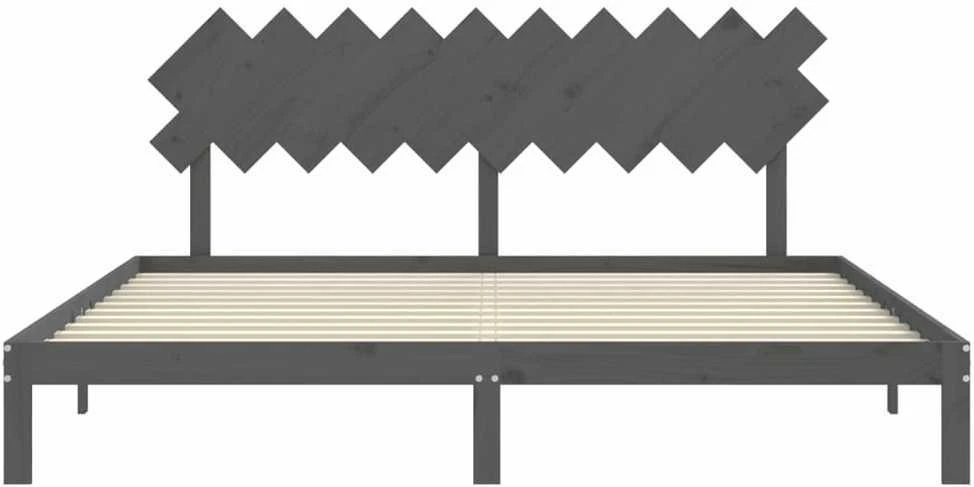 Lovos rėmas su galvūgaliu, pilkas, 200x200cm, medienos masyvas