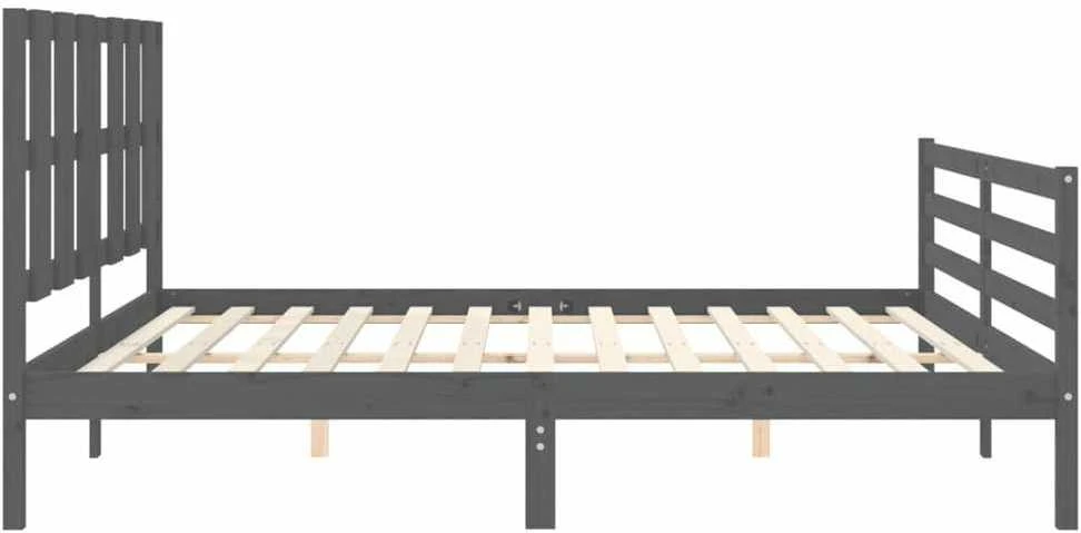 Lovos rėmas su galvūgaliu, pilkas, 200x200cm, medienos masyvas