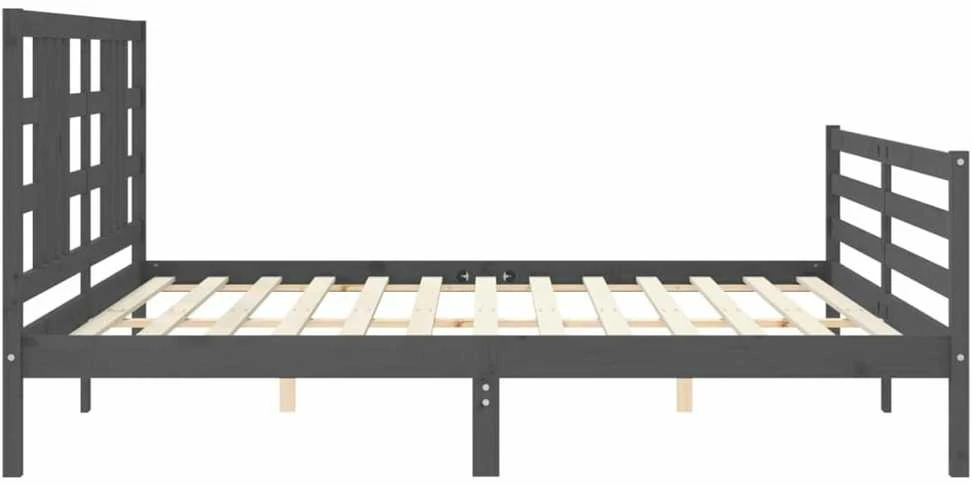 Lovos rėmas su galvūgaliu, pilkas, 200x200cm, medienos masyvas