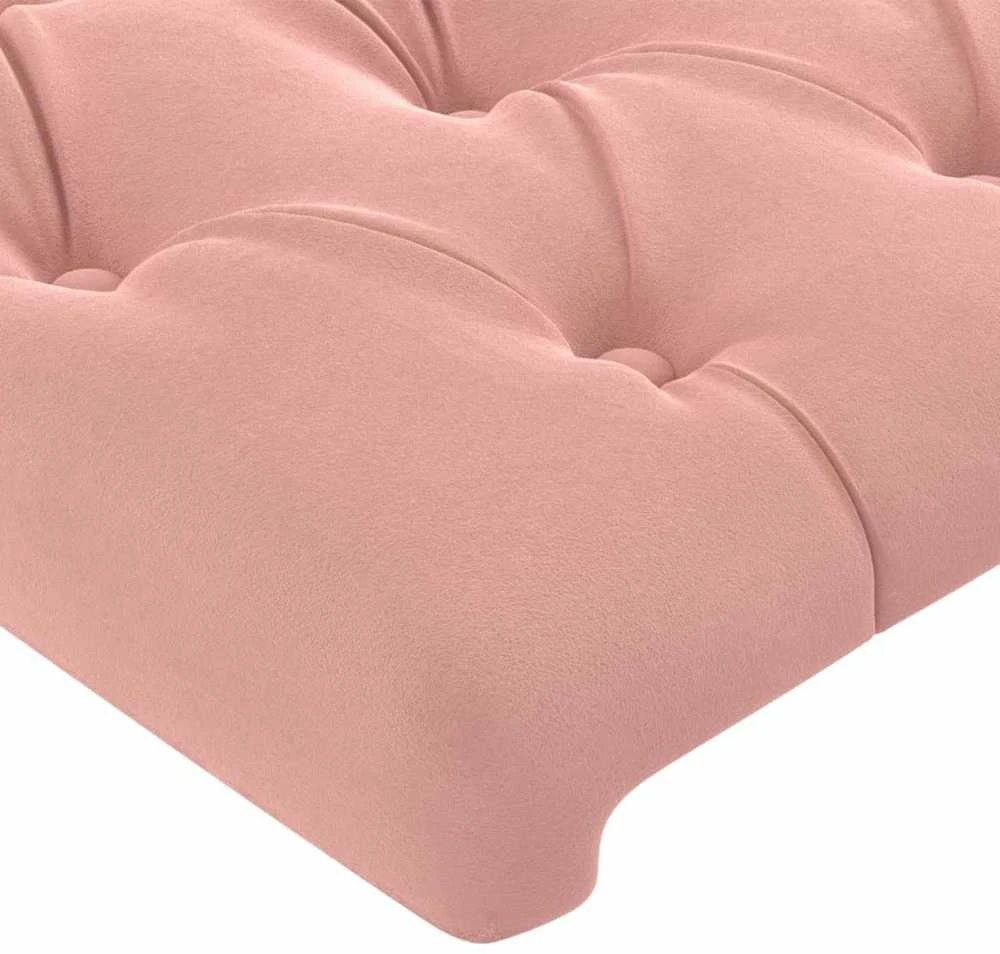 Lovos rėmas su galvūgaliu, rožinės spalvos, 80x200 cm, aksomas