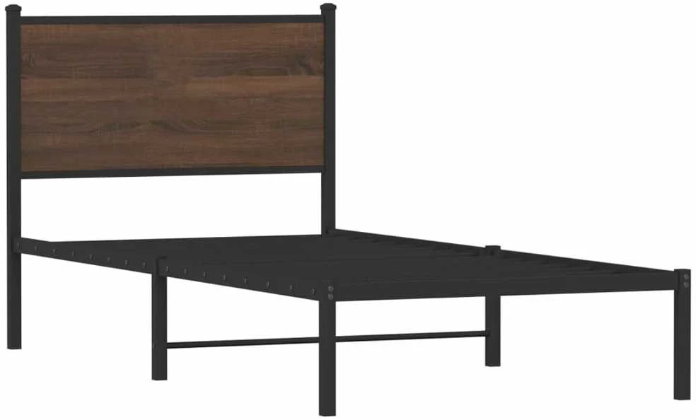 Lovos rėmas su galvūgaliu, rudas ąžuolo, 75x190cm, metalas