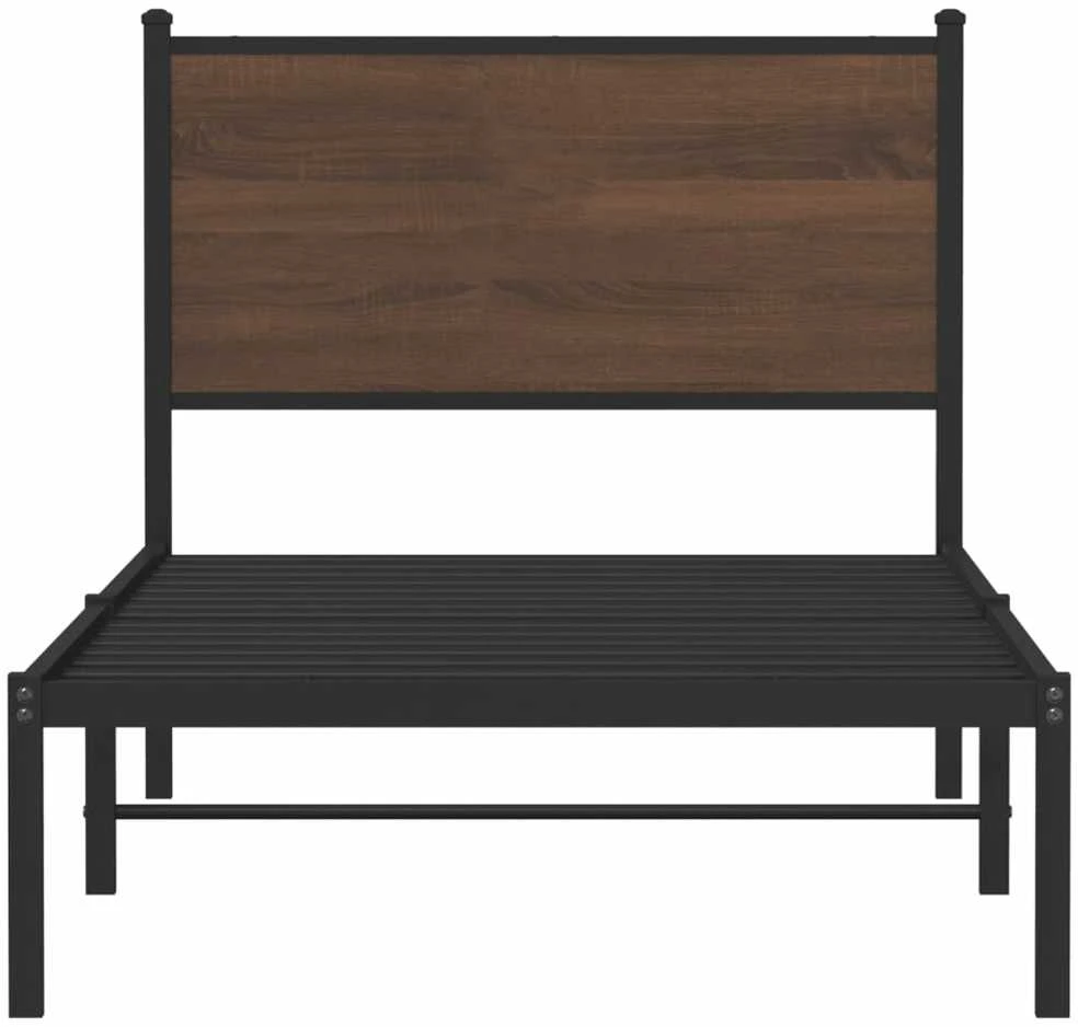 Lovos rėmas su galvūgaliu, rudas ąžuolo, 75x190cm, metalas