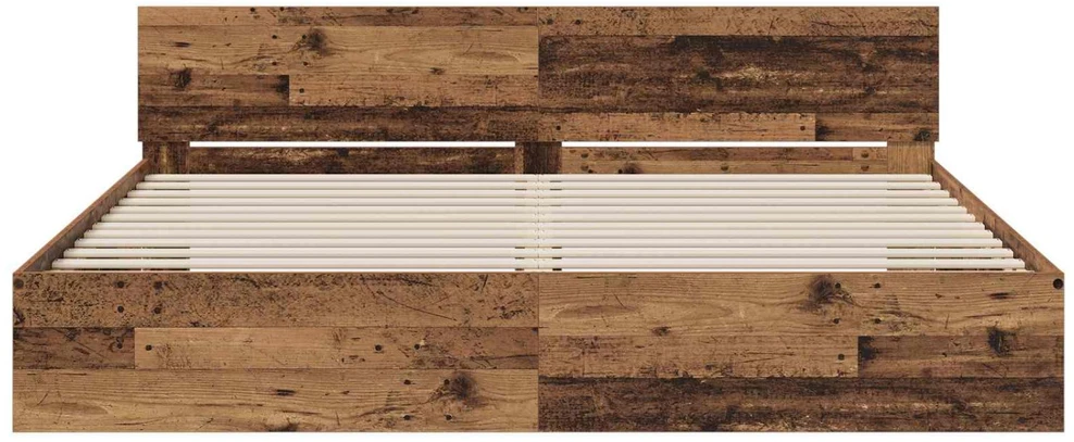 Lova Lovos Rėmas su Galvūgaliu Sendintos medienos 200 x 200 cm