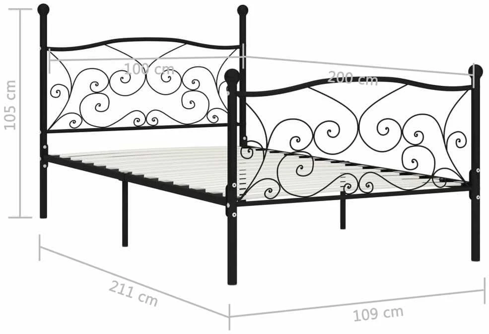 Lovos rėmas su grotelių pagrindu, juodas, 100x200cm, metalas